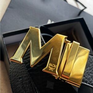 MCM Black Belt with Gold M Buckle